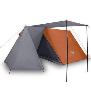 vidaXL 3-Person Camping Tent Grey and Orange Waterproof