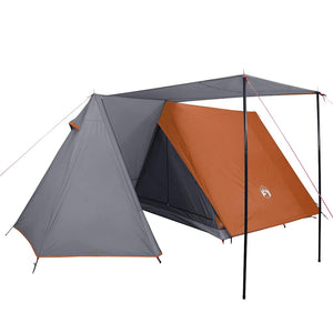vidaXL 3-Person Camping Tent Grey and Orange Waterproof