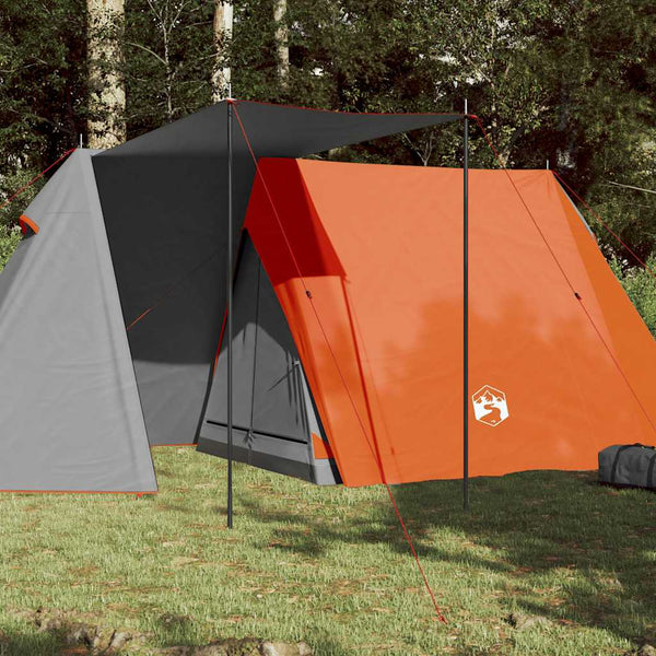 vidaXL 3-Person Camping Tent Grey and Orange Waterproof