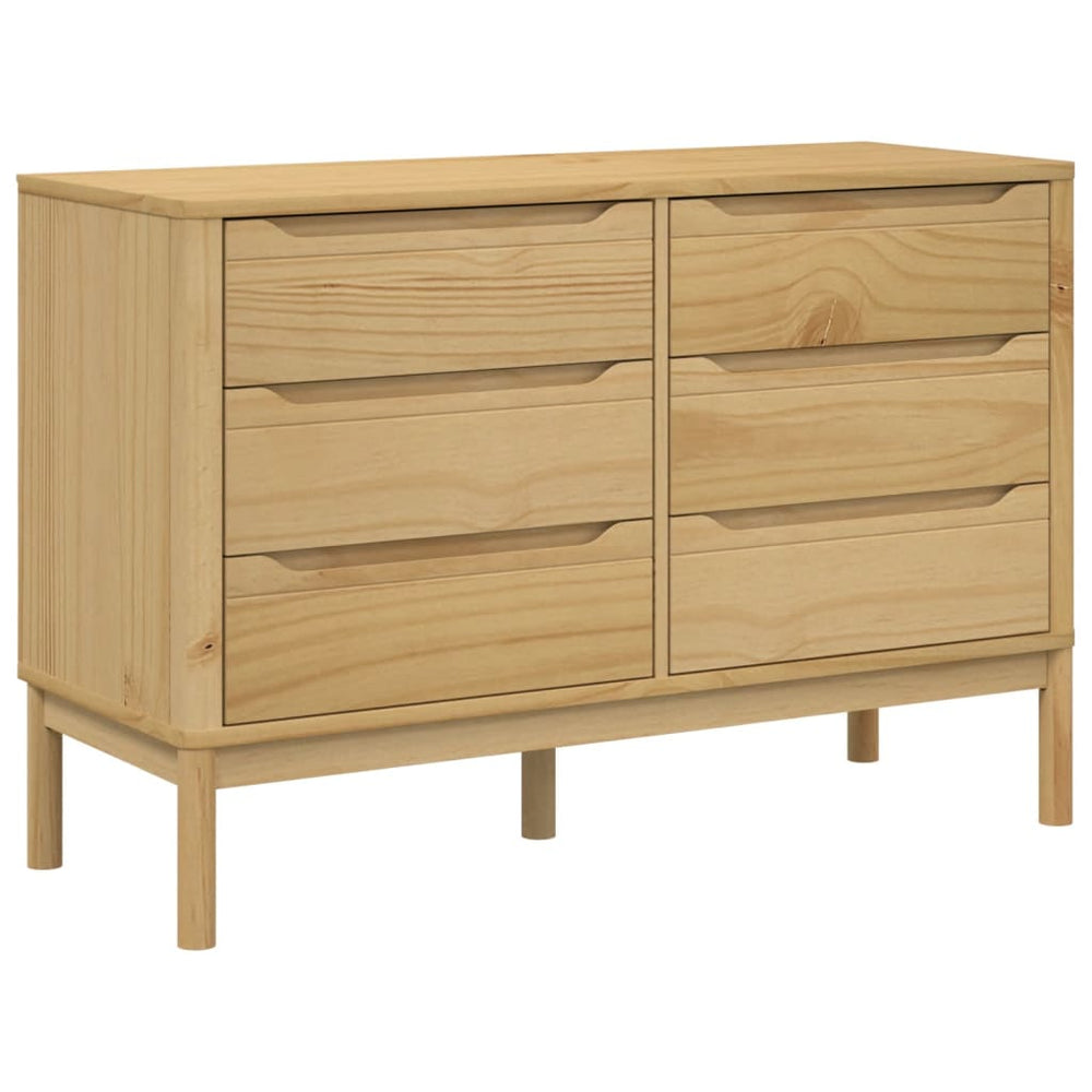 vidaXL Chest of Drawers FLORO Waxed Brown Solid Pine