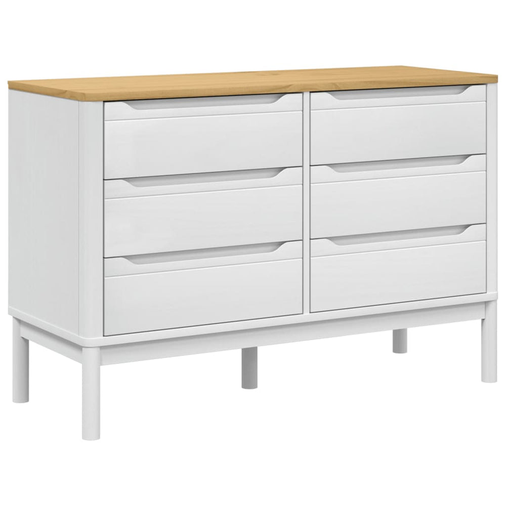 vidaXL Chest of Drawers FLORO White Solid Pine Wood