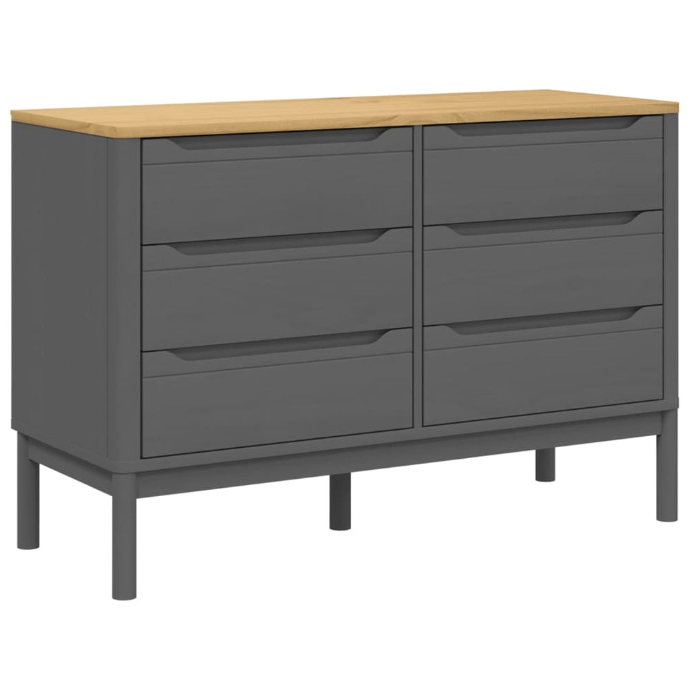 vidaXL Chest of Drawers FLORO Grey Solid Pine Wood