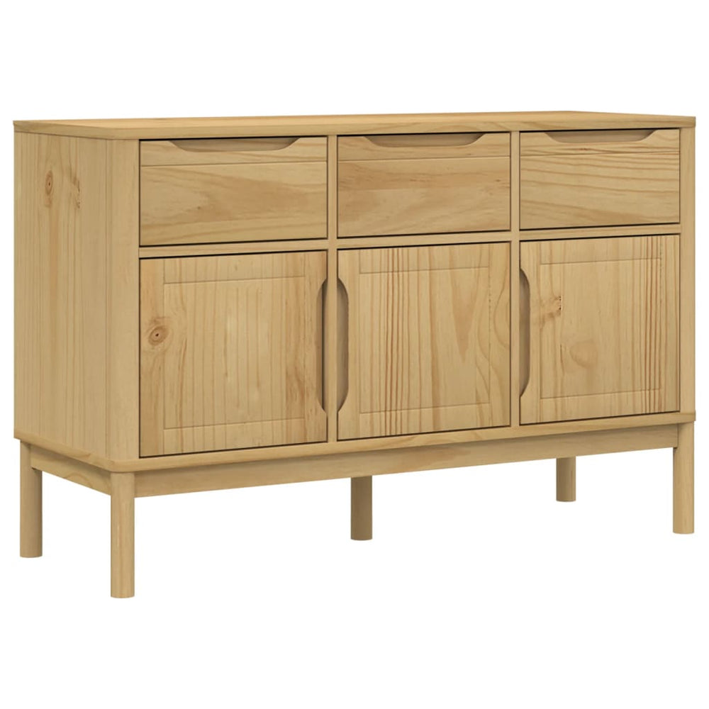 vidaXL Sideboard FLORO Waxed Brown 114x43x74 cm Solid Pine Wood