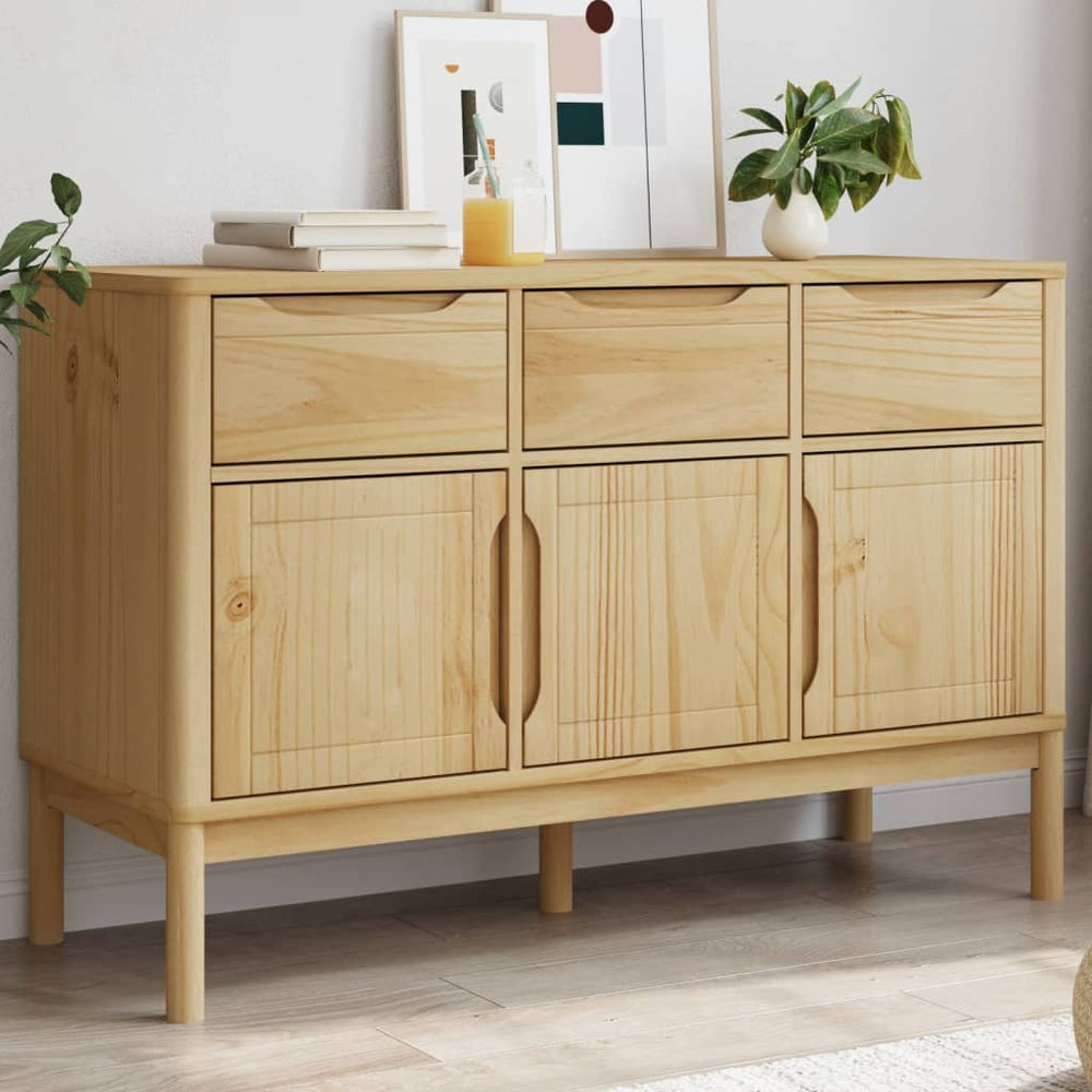 vidaXL Sideboard FLORO Waxed Brown 114x43x74 cm Solid Pine Wood