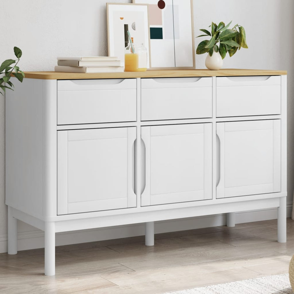 vidaXL Sideboard FLORO White 114x43x74 cm Solid Pine Wood