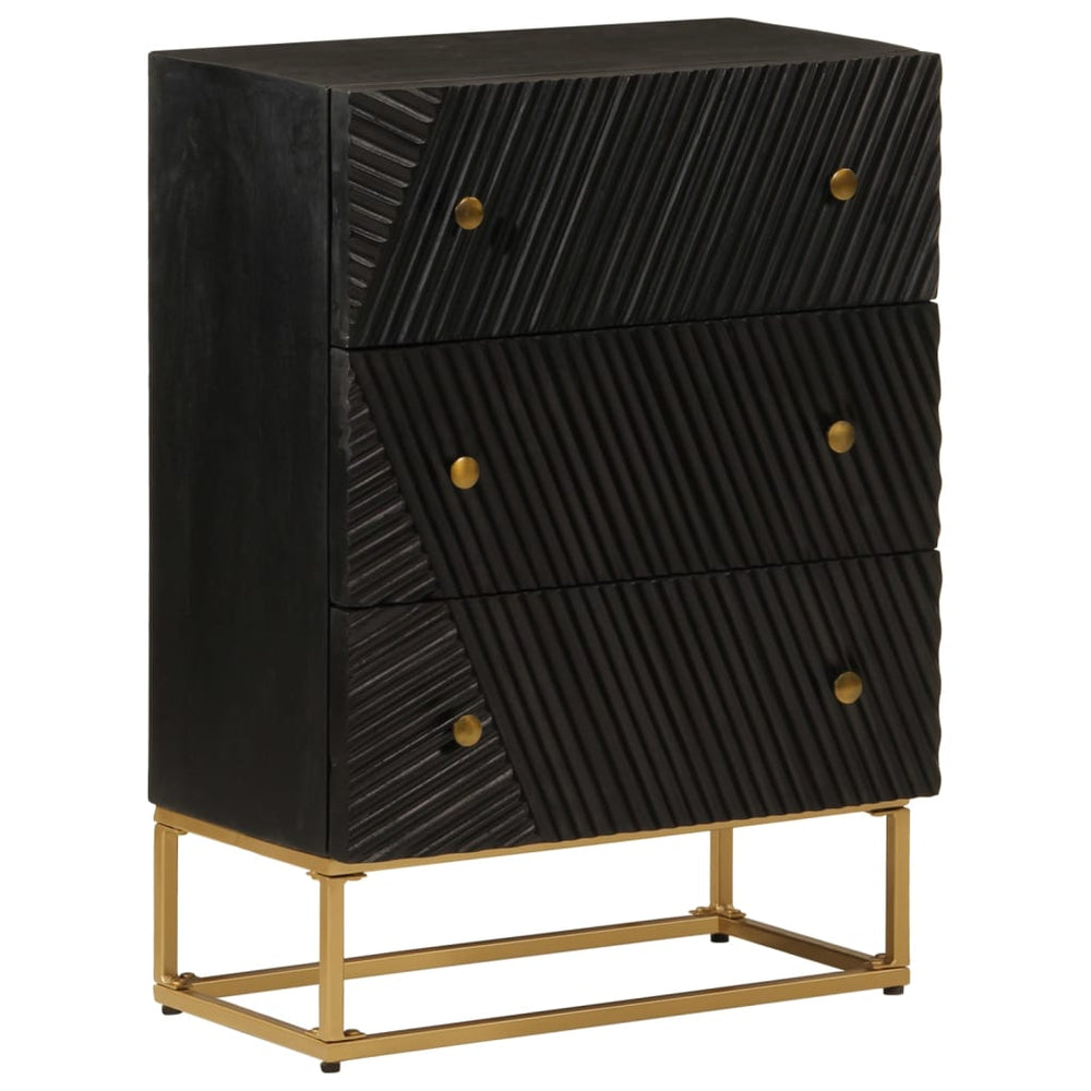 vidaXL Chest of Drawers Black 55x30x76 cm Solid Mango Wood and Iron
