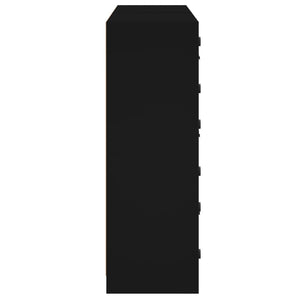 vidaXL Bookcase with Doors Black 136x37x109 cm Engineered Wood