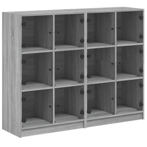 vidaXL Bookcase with Doors Sonoma Grey 136x37x109 cm Engineered Wood
