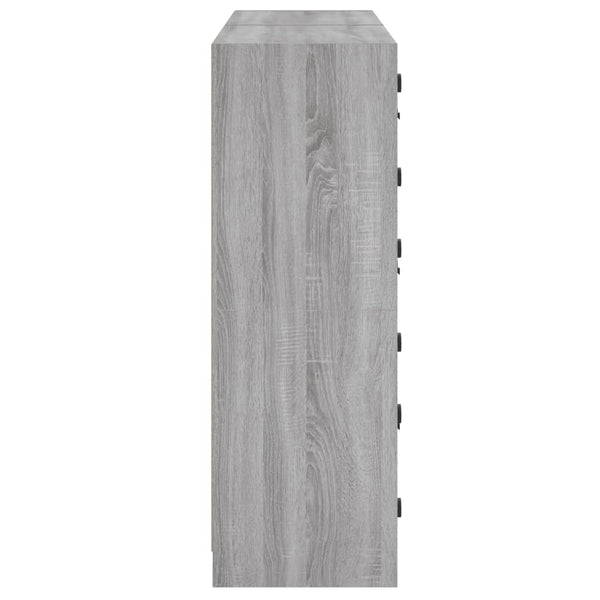 vidaXL Bookcase with Doors Sonoma Grey 136x37x109 cm Engineered Wood
