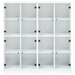 vidaXL Bookcase with Doors White 136x37x142 cm Engineered Wood