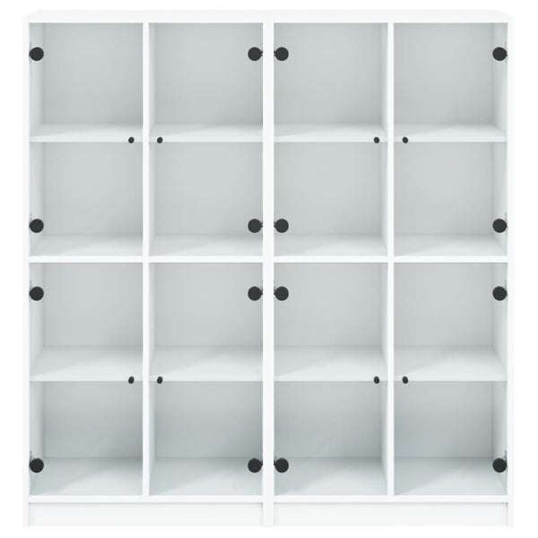 vidaXL Bookcase with Doors White 136x37x142 cm Engineered Wood