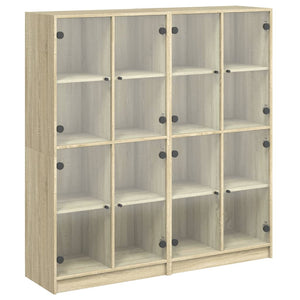 vidaXL Book Cabinet with Doors Sonoma Oak 136x37x142cm Engineered Wood