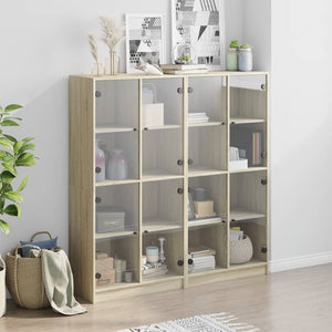vidaXL Book Cabinet with Doors Sonoma Oak 136x37x142cm Engineered Wood