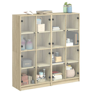 vidaXL Book Cabinet with Doors Sonoma Oak 136x37x142cm Engineered Wood