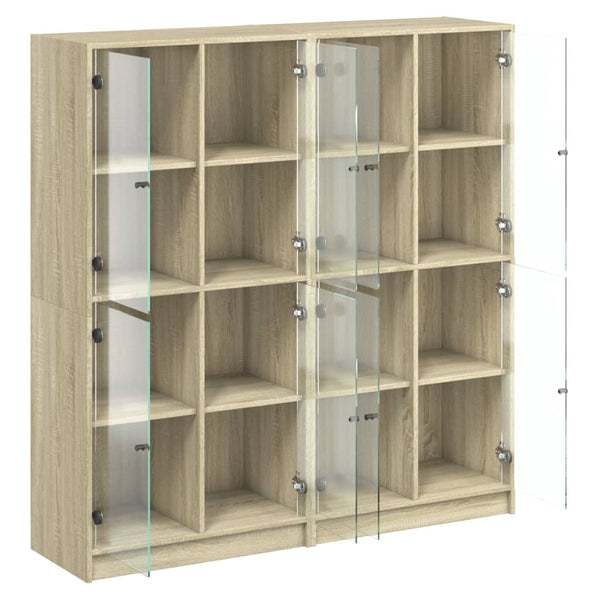 vidaXL Book Cabinet with Doors Sonoma Oak 136x37x142cm Engineered Wood