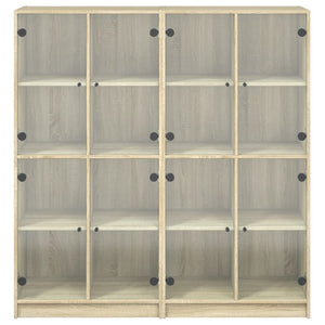 vidaXL Book Cabinet with Doors Sonoma Oak 136x37x142cm Engineered Wood
