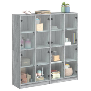 vidaXL Bookcase with Doors Sonoma Grey 136x37x142 cm Engineered Wood