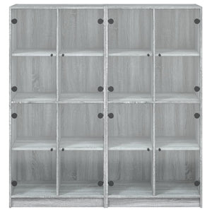 vidaXL Bookcase with Doors Sonoma Grey 136x37x142 cm Engineered Wood
