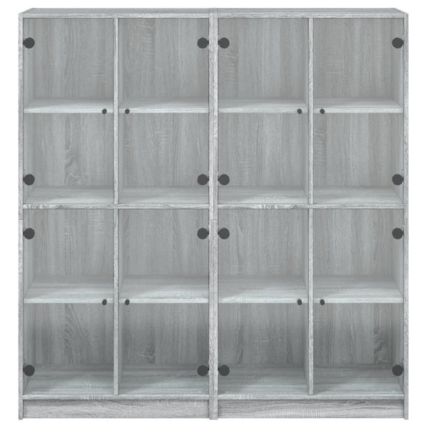 vidaXL Bookcase with Doors Sonoma Grey 136x37x142 cm Engineered Wood