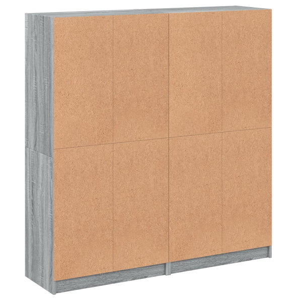 vidaXL Bookcase with Doors Sonoma Grey 136x37x142 cm Engineered Wood