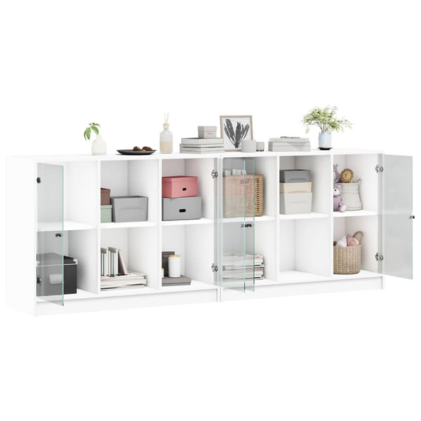 vidaXL Bookcase with Doors White 204x37x75 cm Engineered Wood