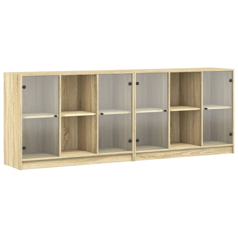 vidaXL Book Cabinet with Doors Sonoma Oak 204x37x75 cm Engineered Wood