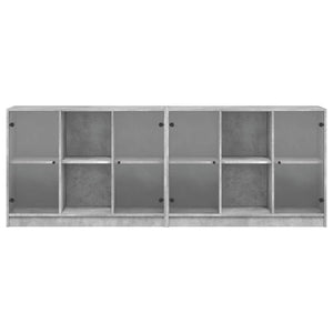 vidaXL Book Cabinet with Doors Concrete Grey 204x37x75 cm Engineered Wood
