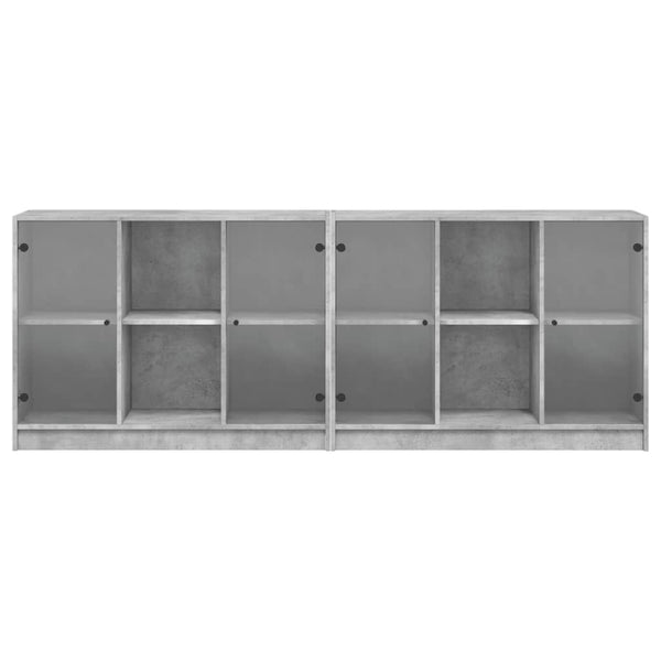 vidaXL Book Cabinet with Doors Concrete Grey 204x37x75 cm Engineered Wood