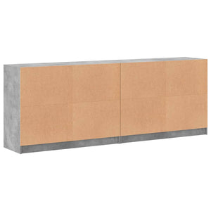 vidaXL Book Cabinet with Doors Concrete Grey 204x37x75 cm Engineered Wood