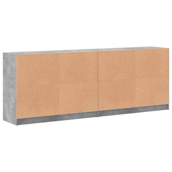 vidaXL Book Cabinet with Doors Concrete Grey 204x37x75 cm Engineered Wood