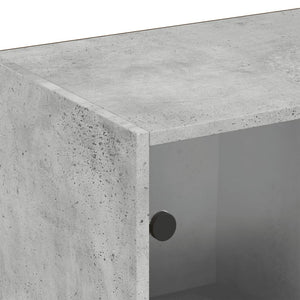 vidaXL Book Cabinet with Doors Concrete Grey 204x37x75 cm Engineered Wood