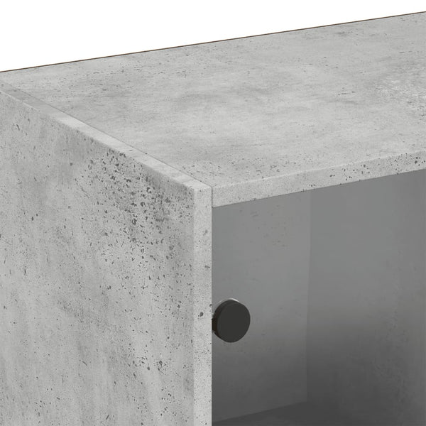 vidaXL Book Cabinet with Doors Concrete Grey 204x37x75 cm Engineered Wood