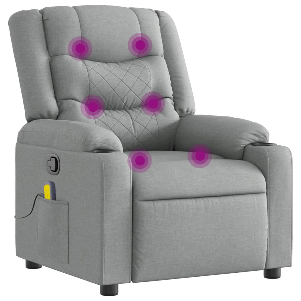 vidaXL Massage Recliner Light Grey Fabric