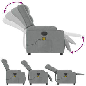 vidaXL Massage Recliner Light Grey Fabric