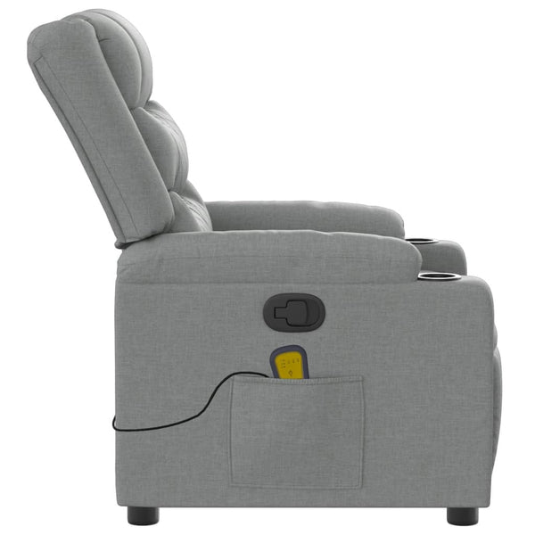 vidaXL Massage Recliner Light Grey Fabric