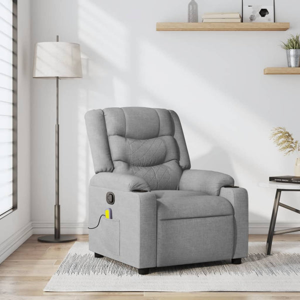 vidaXL Massage Recliner Light Grey Fabric