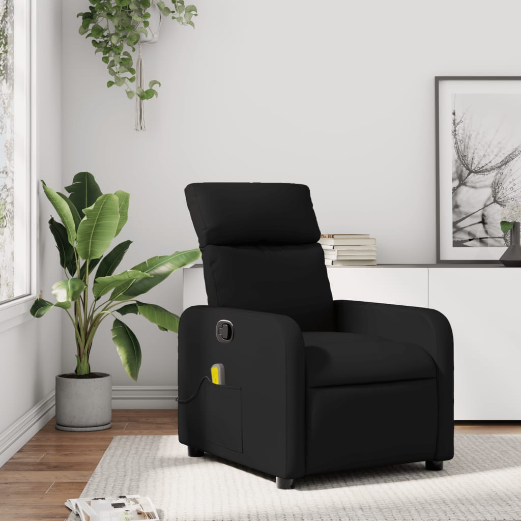 vidaXL Massage Recliner Black Faux Leather