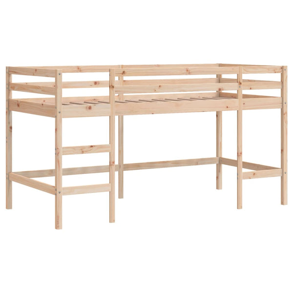 vidaXL Children's Loft Bed with Curtains Blue 80x200 cm Solid Pine Wood