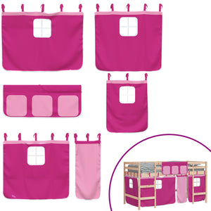vidaXL Children's Loft Bed with Curtains Pink 90x190 cm Solid Pine