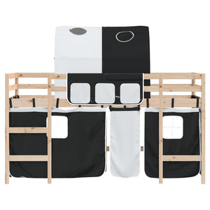 vidaXL Kids' Loft Bed with Tunnel White & Black 80x200 cm Pine Wood