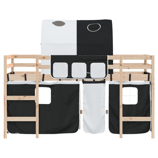 vidaXL Kids' Loft Bed with Tunnel White & Black 80x200 cm Pine Wood