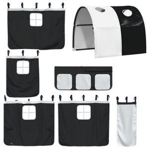 vidaXL Kids' Loft Bed with Tunnel White & Black 80x200 cm Pine Wood