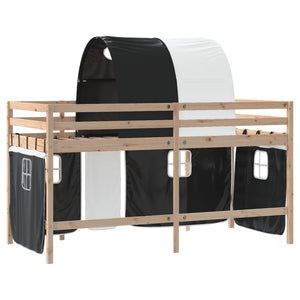 vidaXL Kids' Loft Bed with Tunnel White & Black 80x200 cm Pine Wood