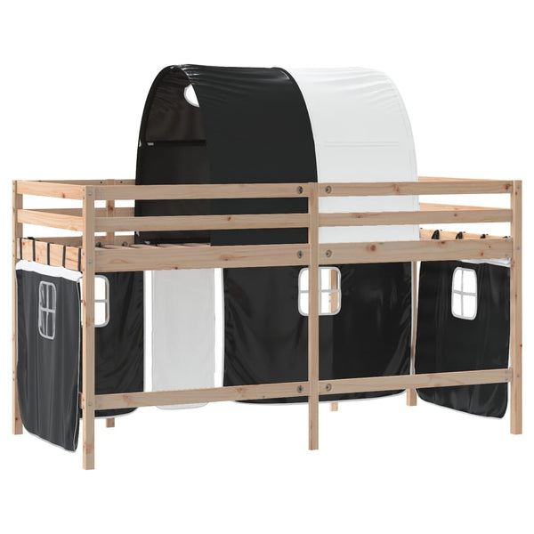 vidaXL Kids' Loft Bed with Tunnel White & Black 80x200 cm Pine Wood