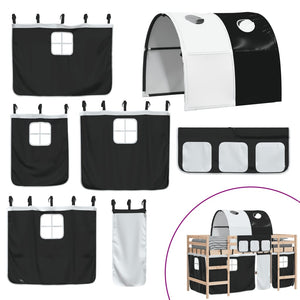 vidaXL Kids' Loft Bed with Tunnel White & Black 80x200 cm Pine Wood