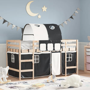 vidaXL Kids' Loft Bed with Tunnel White & Black 80x200 cm Pine Wood