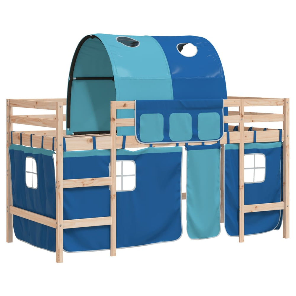 vidaXL Kids' Loft Bed with Tunnel Blue 80x200 cm Solid Pine