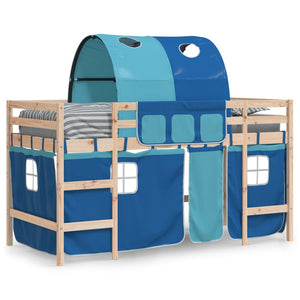vidaXL Kids' Loft Bed with Tunnel Blue 80x200 cm Solid Pine