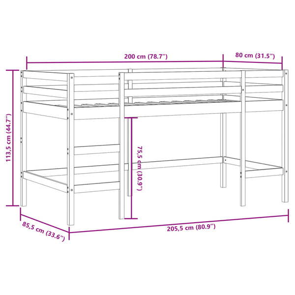 vidaXL Kids' Loft Bed with Tunnel Blue 80x200 cm Solid Pine