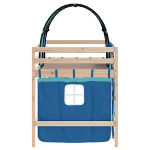 vidaXL Kids' Loft Bed with Tunnel Blue 80x200 cm Solid Pine